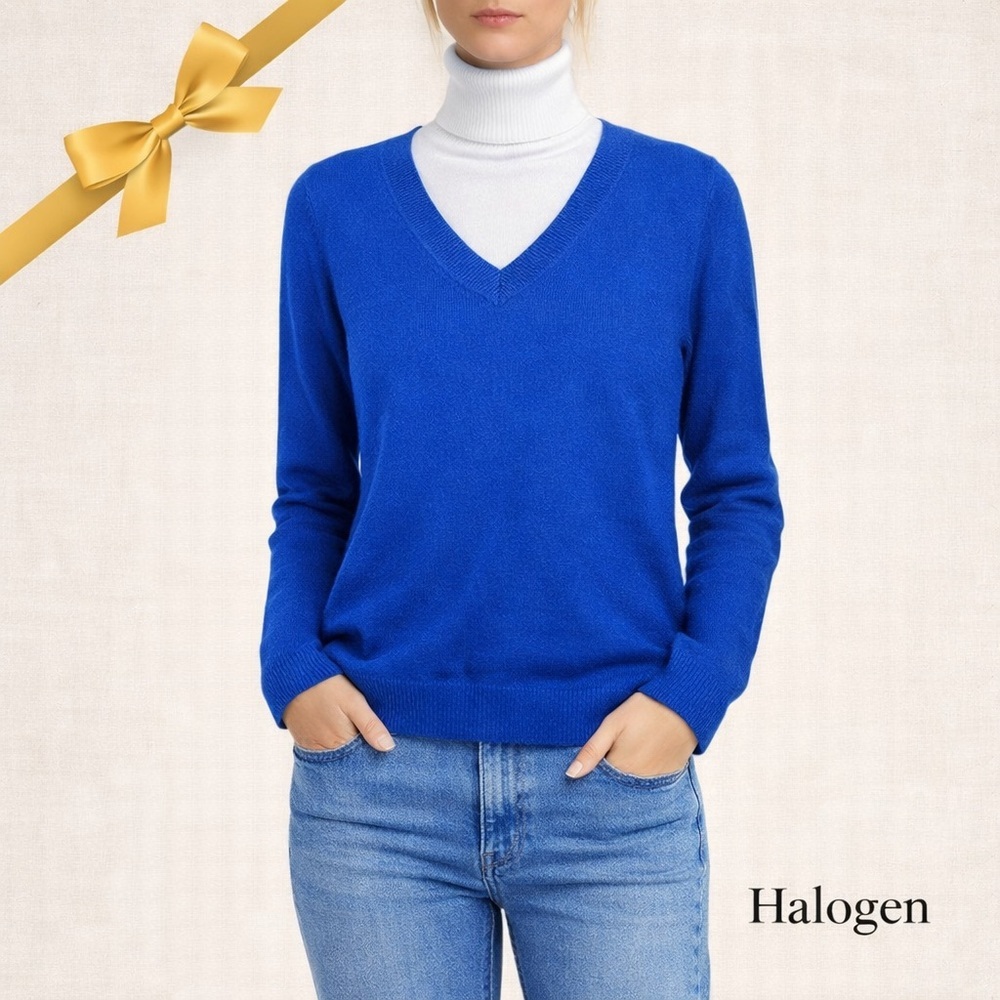 Halogen Royal Blue V-Neck Sweater